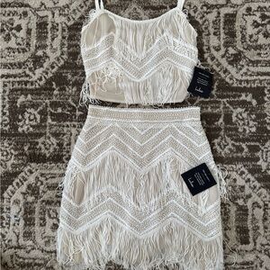 Lulus Fringe Two-Piece Set in White